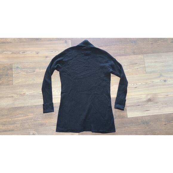 LOFT Lounge Black Rabbit Hair Blend Black Cable Knit Duster Cardigan Womens S - Picture 2 of 6